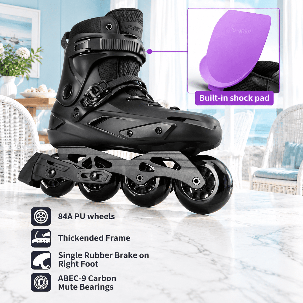 Black USM8-9/USL9-9.5 Professional Inline Skates for Adult Men and Women