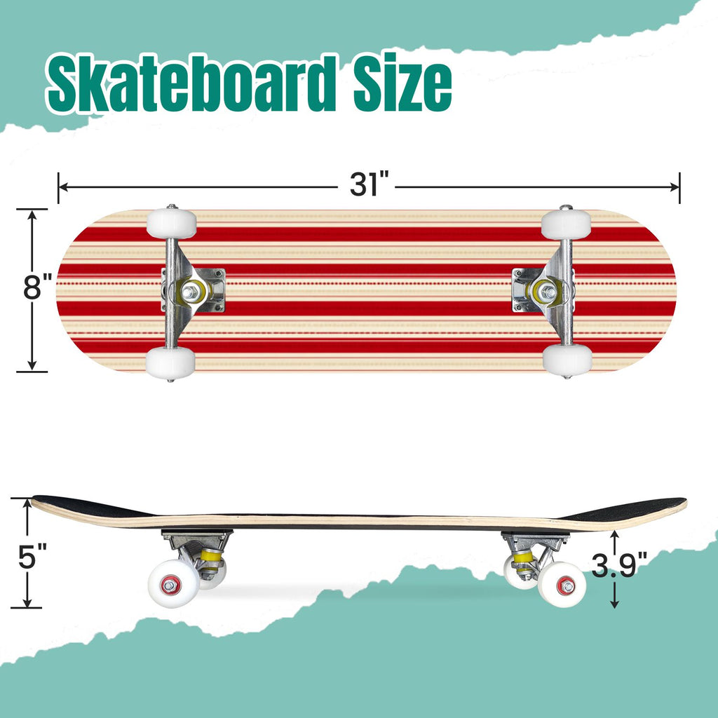 Vintage Floral Bird Sepia Tones 31" x 8" Complete Skateboard, 7-Ply Canadian Maple Double Kick Trick Board for Kids and Beginners Adult Gifts