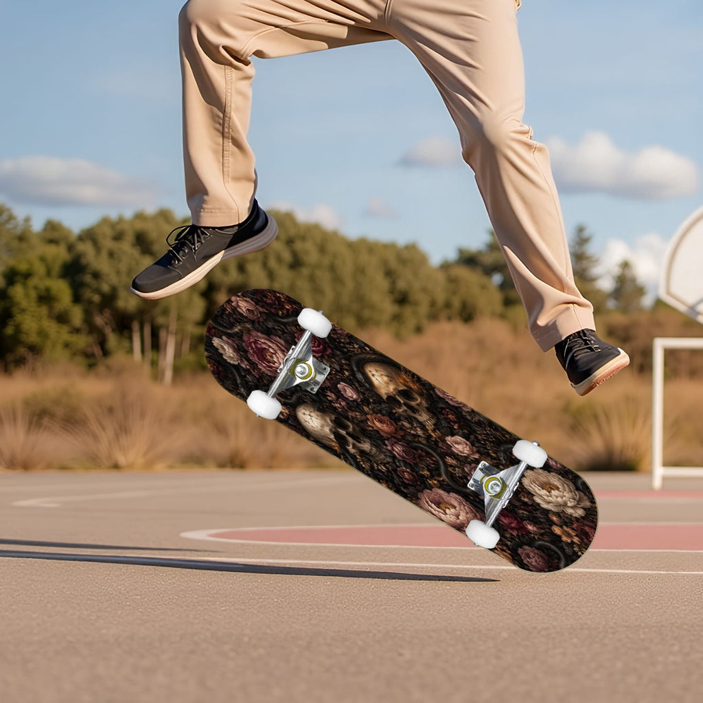 Forest Tree Wood Green Pine Trees Autumn Leaves Fog Misty 31" x 8" Complete Skateboard, 7-Ply Canadian Maple Double Kick Trick Board for Kids and Beginners Adult Gifts