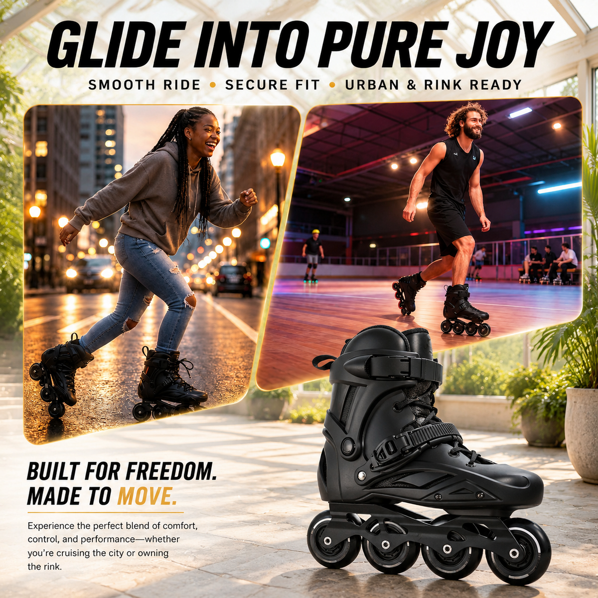 Unbranded Inline Skates Men3.5-4/Women4.5-5 Performance Roller Fitness