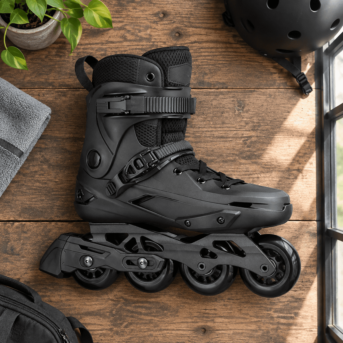 Black USM8-9/USL9-9.5 Professional Inline Skates for Adult Men and Women