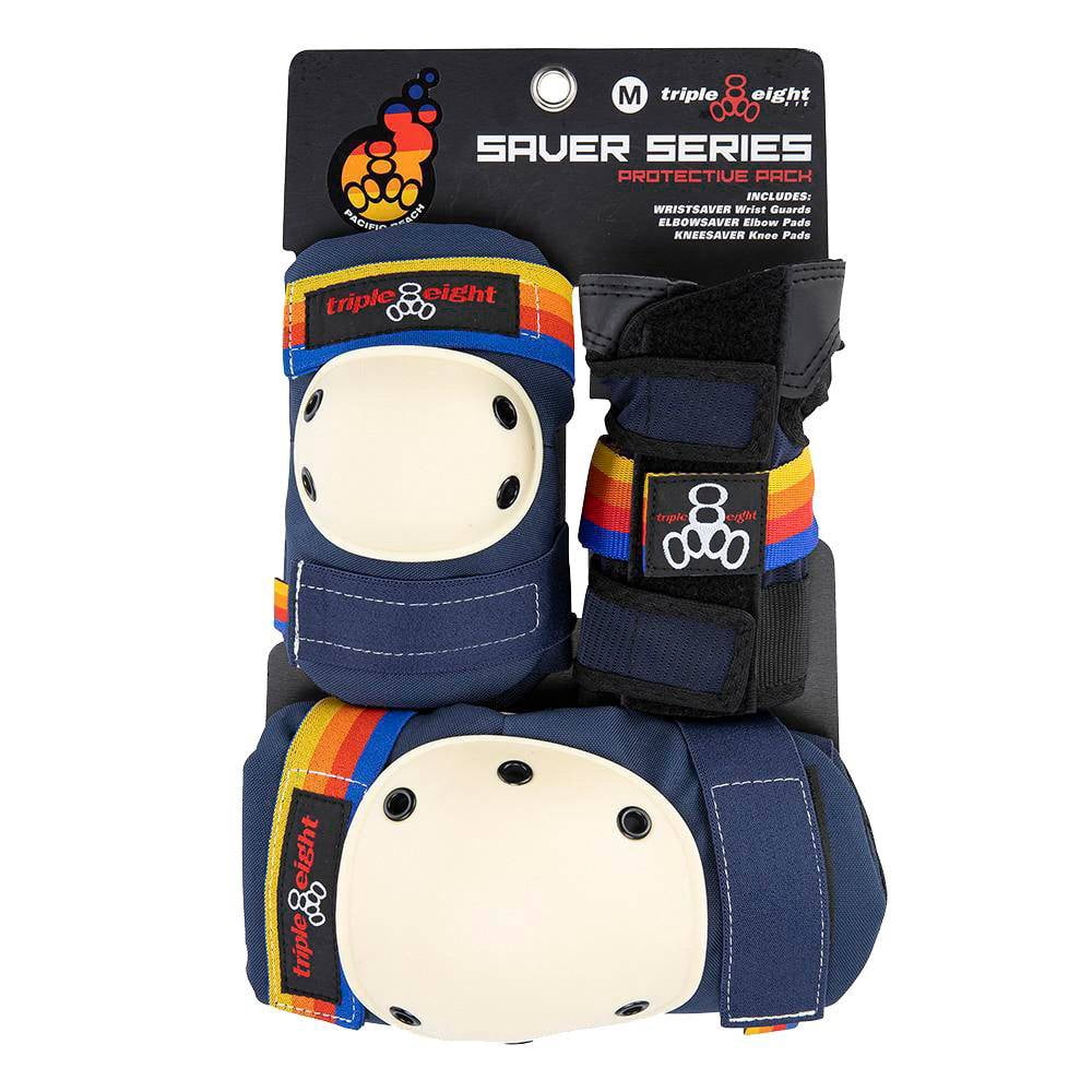 Triple Eight Roller Skating Combo Set - Pads & Helmet (Pacific Beach) (Helmet Size XS/S, Pads Size JR)