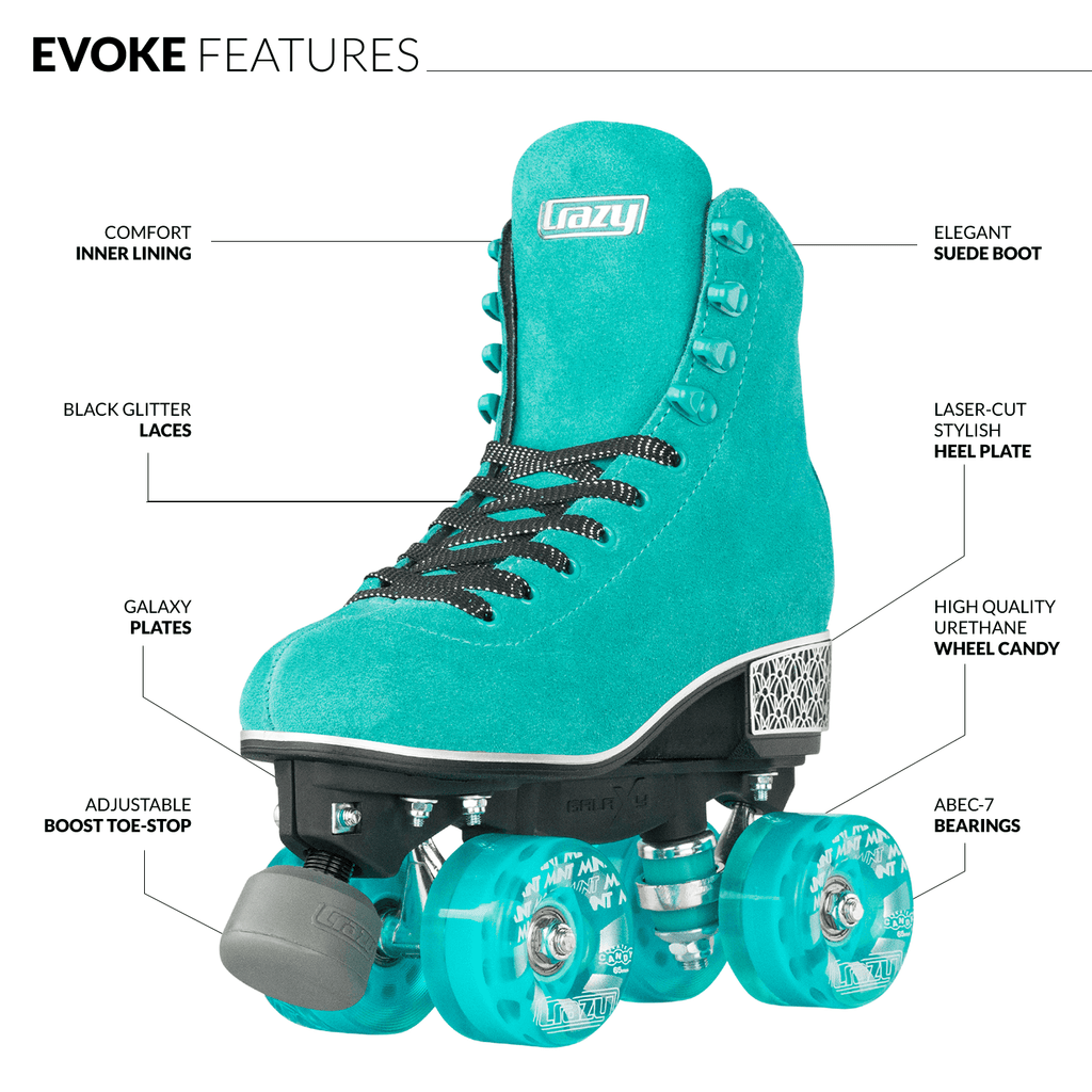 Crazy Skates Evoke Roller Skates for Women - Stylish Suede Quad Skates