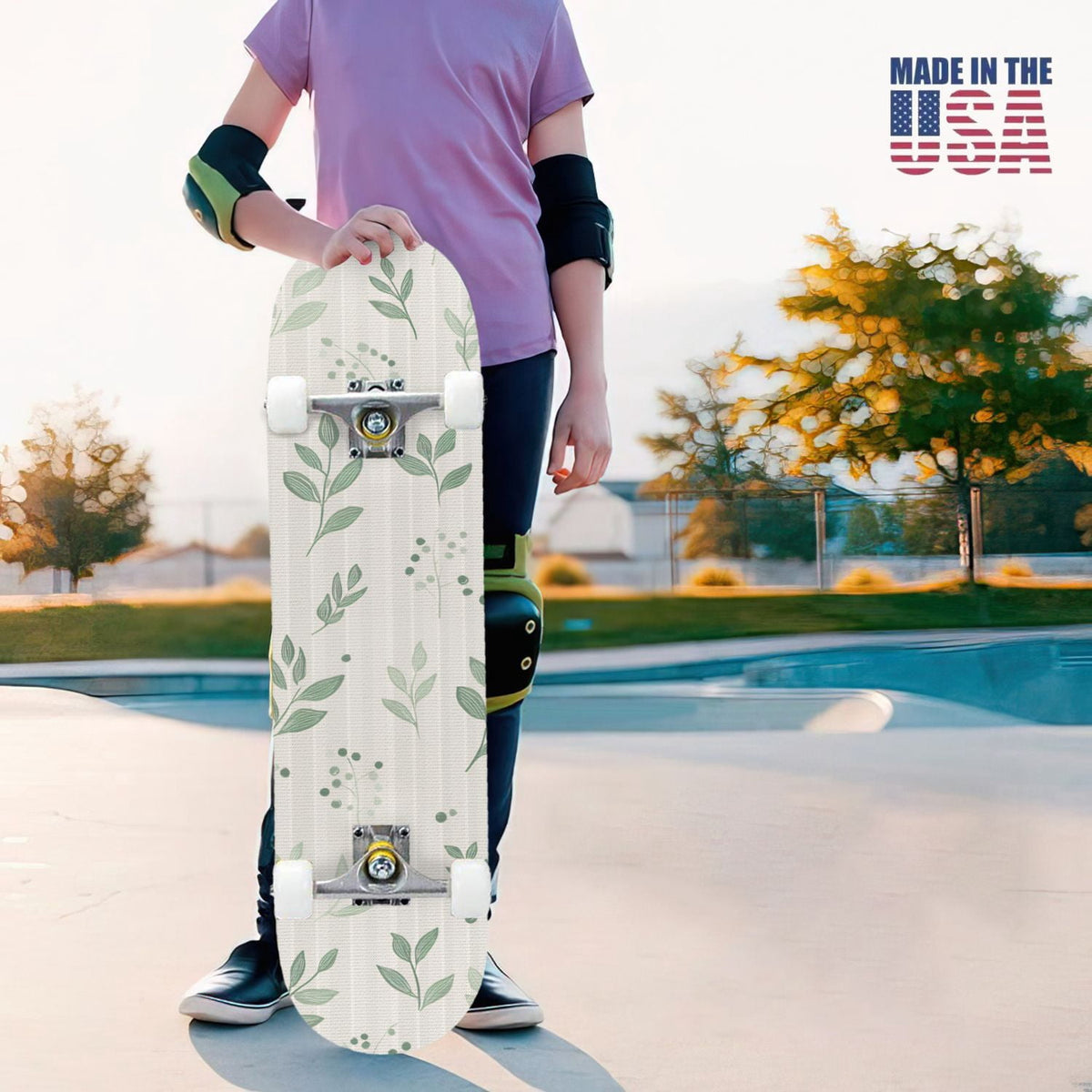 31"x8" Complete Skateboards for Beginners,Bold Stained Glass Western Double Kick 7 Ply Canadian Maple Deck Skateboard with Wheels, Gifts for Kids Teens