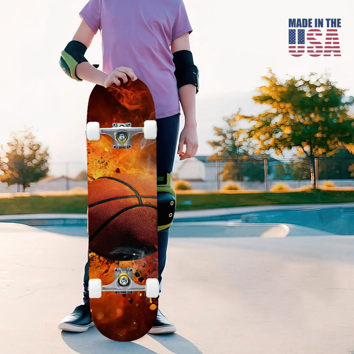31"x8" Complete Skateboards for Beginners,Abstract Soccer Ball Vibrant Paint Splashes Drips Double Kick 7 Ply Canadian Maple Deck Skateboard with Wheels, Sports Gifts for Kids Teens