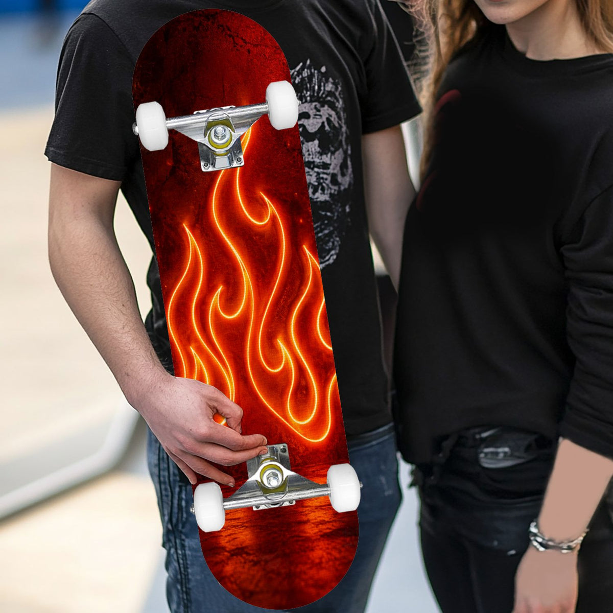Complete Skateboard Colorful Heart Swirls 31 Inch 7-Ply Maple Skateboard with PU Wheels and Aluminum Trucks, Ready-to-Ride Skateboard for Beginners, Teens and Adults