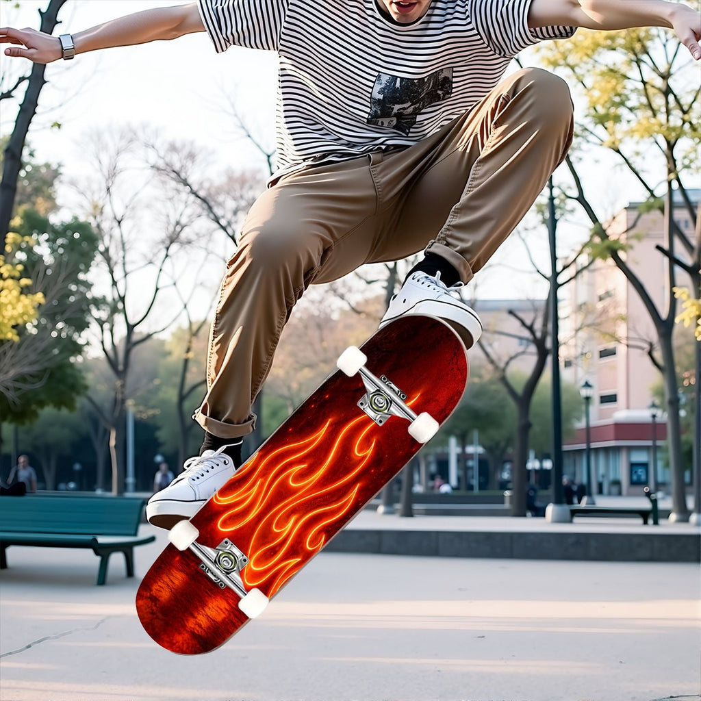 Complete Skateboard Colorful Heart Swirls 31 Inch 7-Ply Maple Skateboard with PU Wheels and Aluminum Trucks, Ready-to-Ride Skateboard for Beginners, Teens and Adults