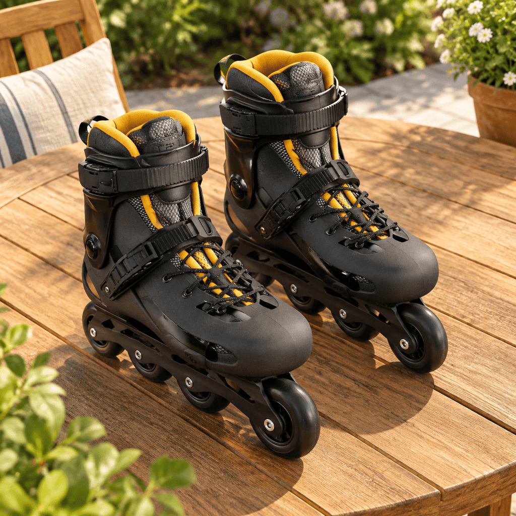Men's Inline Skates For Urban Freeride Skating - Abec-9 Bearings High-impact Pp Shell Ankle Support All-weather Buckle
