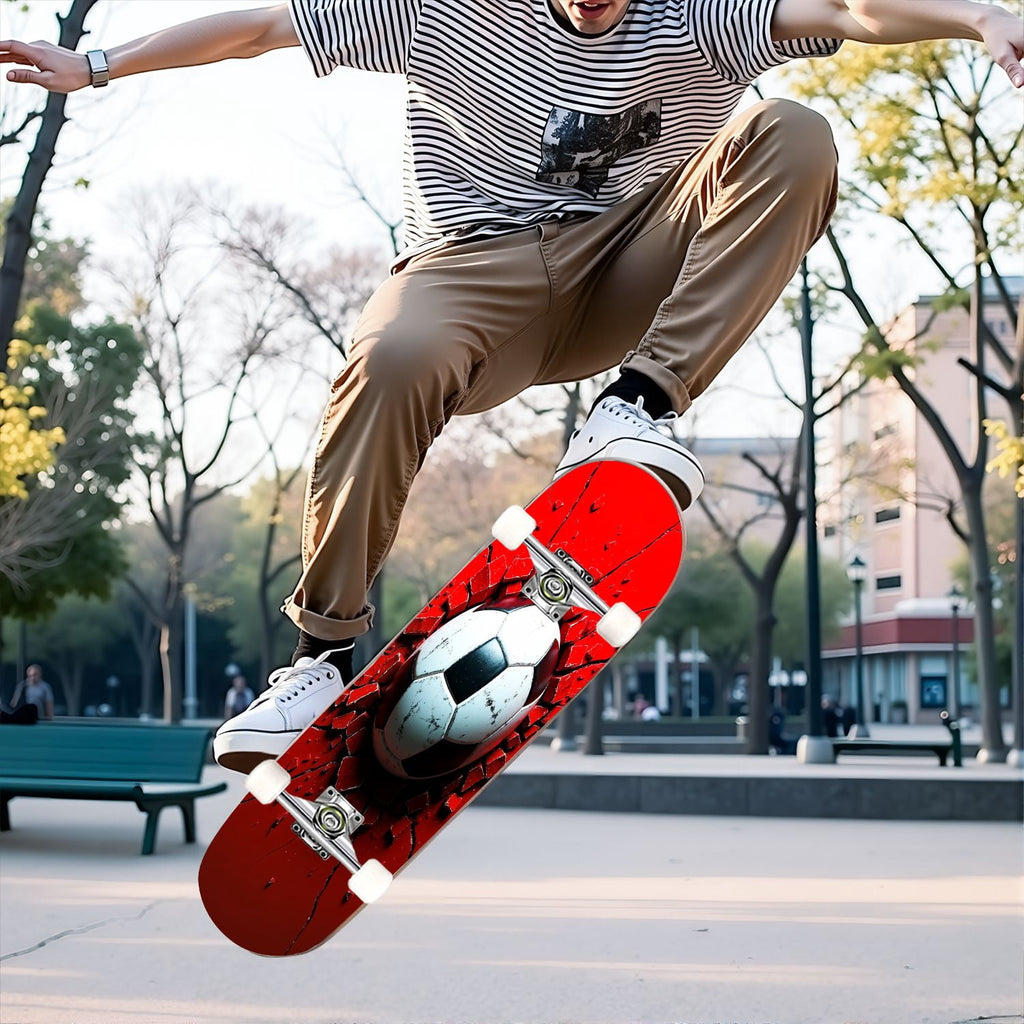 31"x8" Complete Skateboards for Beginners, Idyllic Tropical Beach Turquoise Water Golden Sand Shoreline Double Kick 7 Ply Canadian Maple Deck Skateboard with Wheels, Gifts for Kids Teens