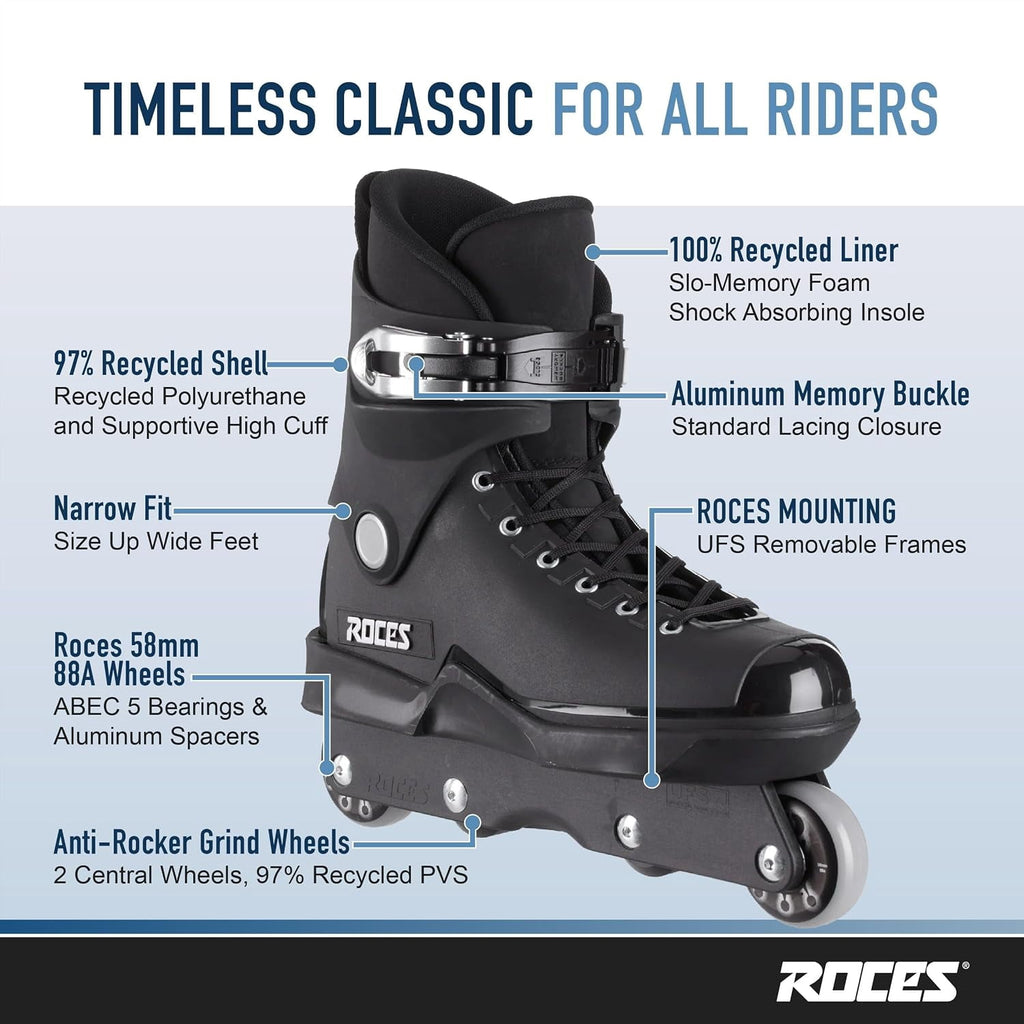 M12 UFS Aggressive Street Inline Skates for Men, Black, ABEC 5 Bearings