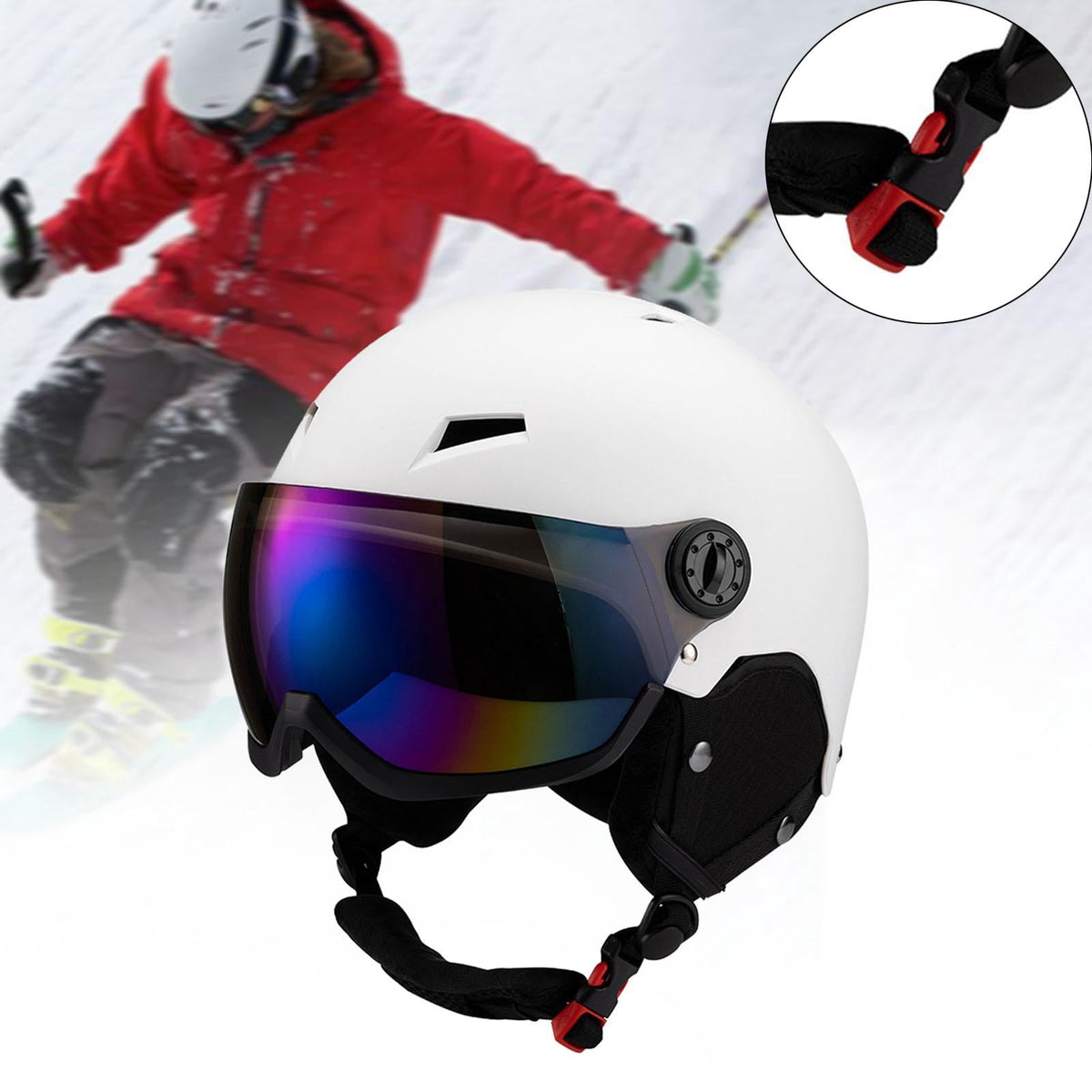 figatia Snow Sports Helmet Windproof Breathable Snowboard Helmet Protection Goggles for Adults for Skateboarding Winter Sports Black S
