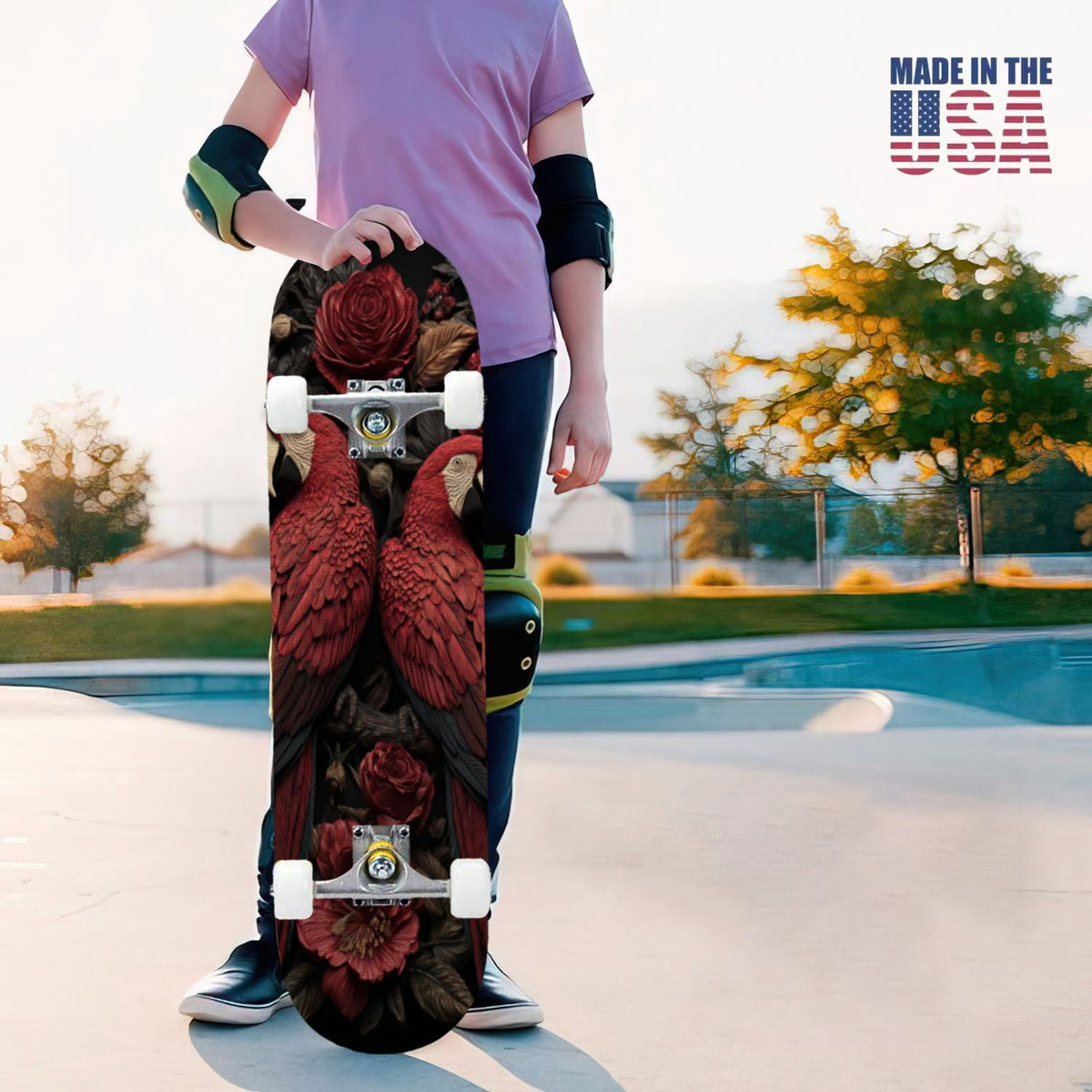 31"x8" Complete Skateboards for Beginners, Ethereal Night Garden Roses Starry Sky Dark Academia Double Kick 7 Ply Canadian Maple Deck Skateboard with Wheels, Gifts for Kids Teens