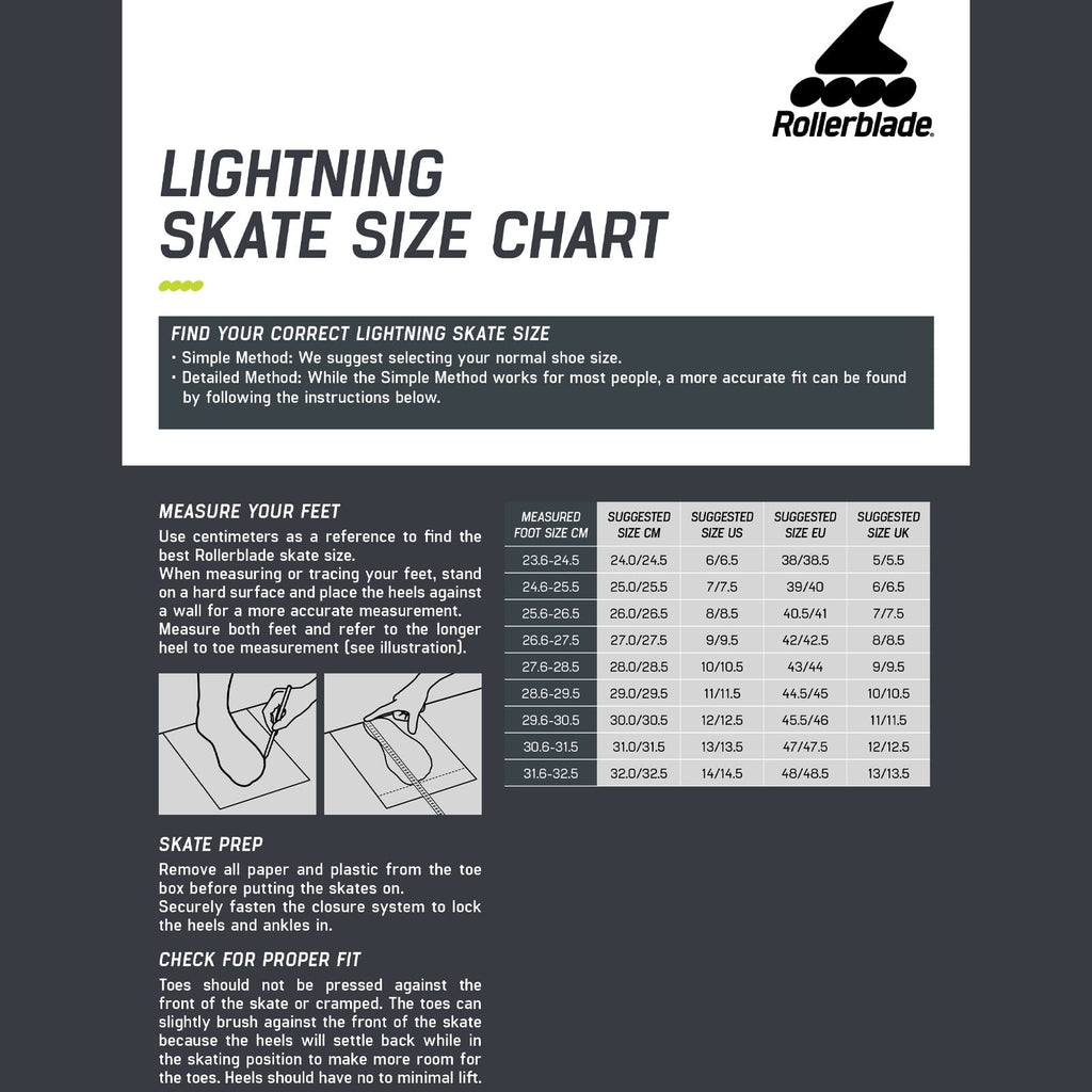 ROLLERBLADE Lightning, Color: Black/Lime, Size: 9 (073726001A1-9)