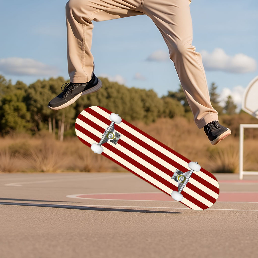 Yellow White Vertical Striped Soft Gradient Lines Minimalist Design 31" x 8" Complete Skateboard, 7-Ply Canadian Maple Double Kick Trick Board for Kids and Beginners Adult Gifts