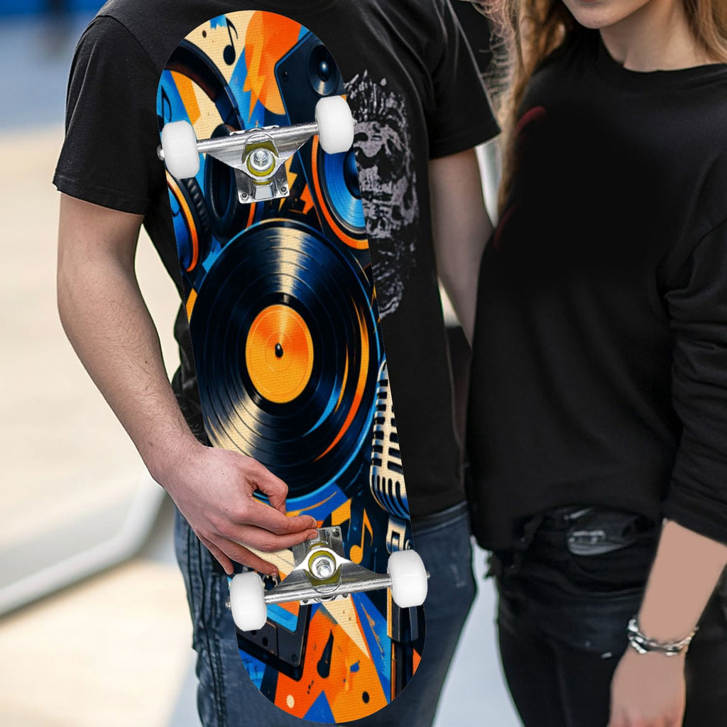 Complete Skateboard Vibrant Swirling Abstract 31 Inch 7-Ply Maple Skateboard with PU Wheels and Aluminum Trucks, Ready-to-Ride Skateboard for Beginners, Teens and Adults