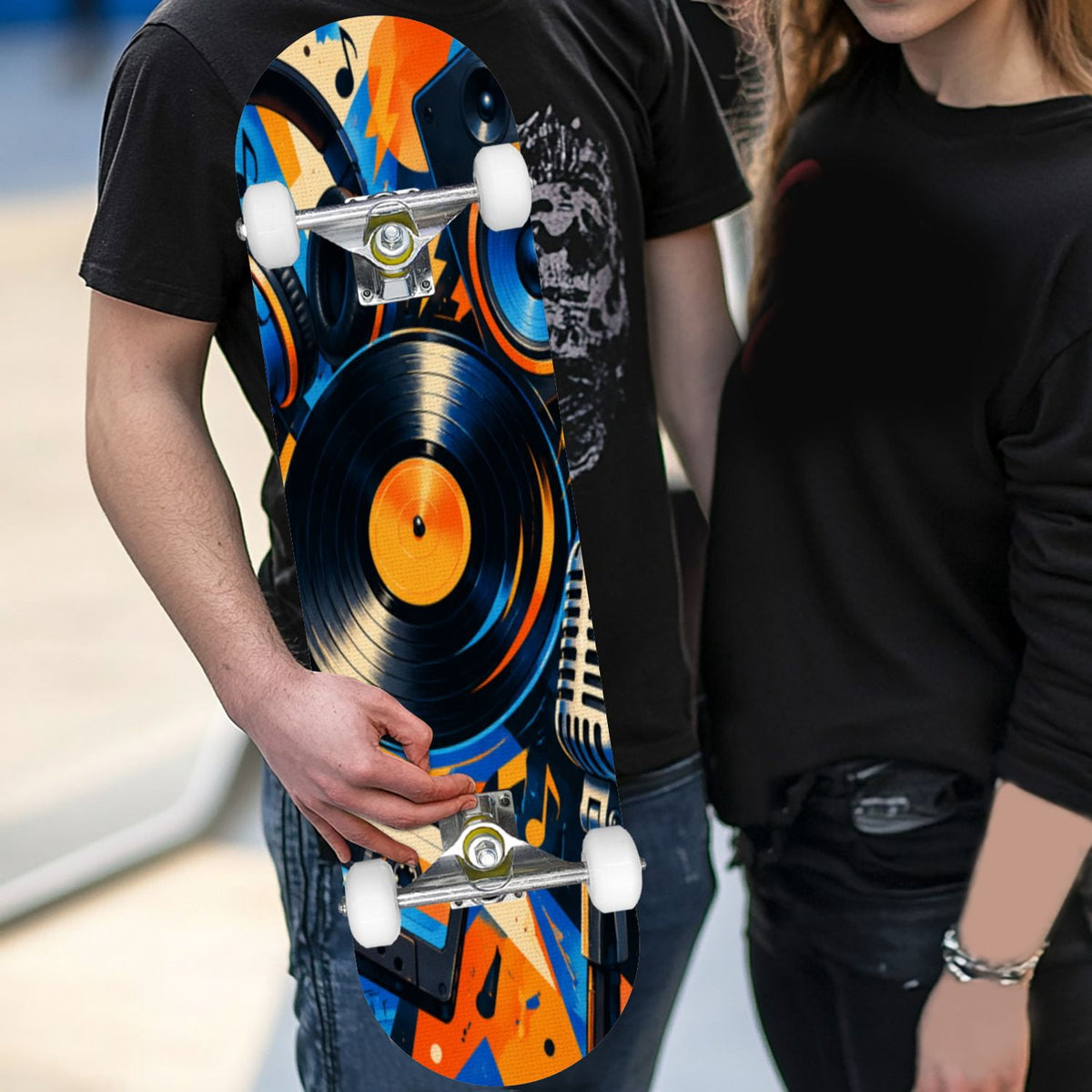 Complete Skateboard Vibrant Swirling Abstract 31 Inch 7-Ply Maple Skateboard with PU Wheels and Aluminum Trucks, Ready-to-Ride Skateboard for Beginners, Teens and Adults