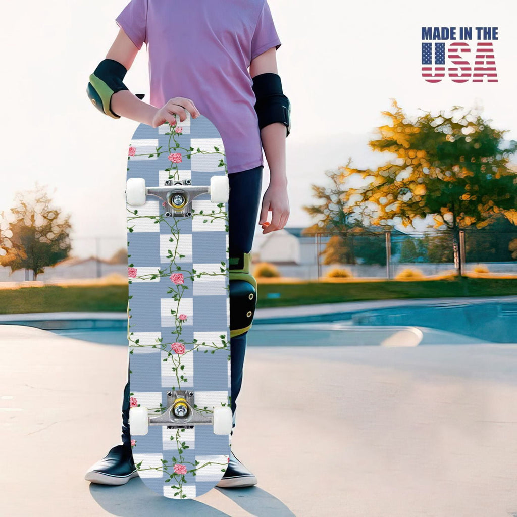 31"x8" Complete Skateboards for Beginners,Black Pink Checkered Retro Aesthetic Double Kick 7 Ply Canadian Maple Deck Skateboard with Wheels, Gifts for Kids Teens