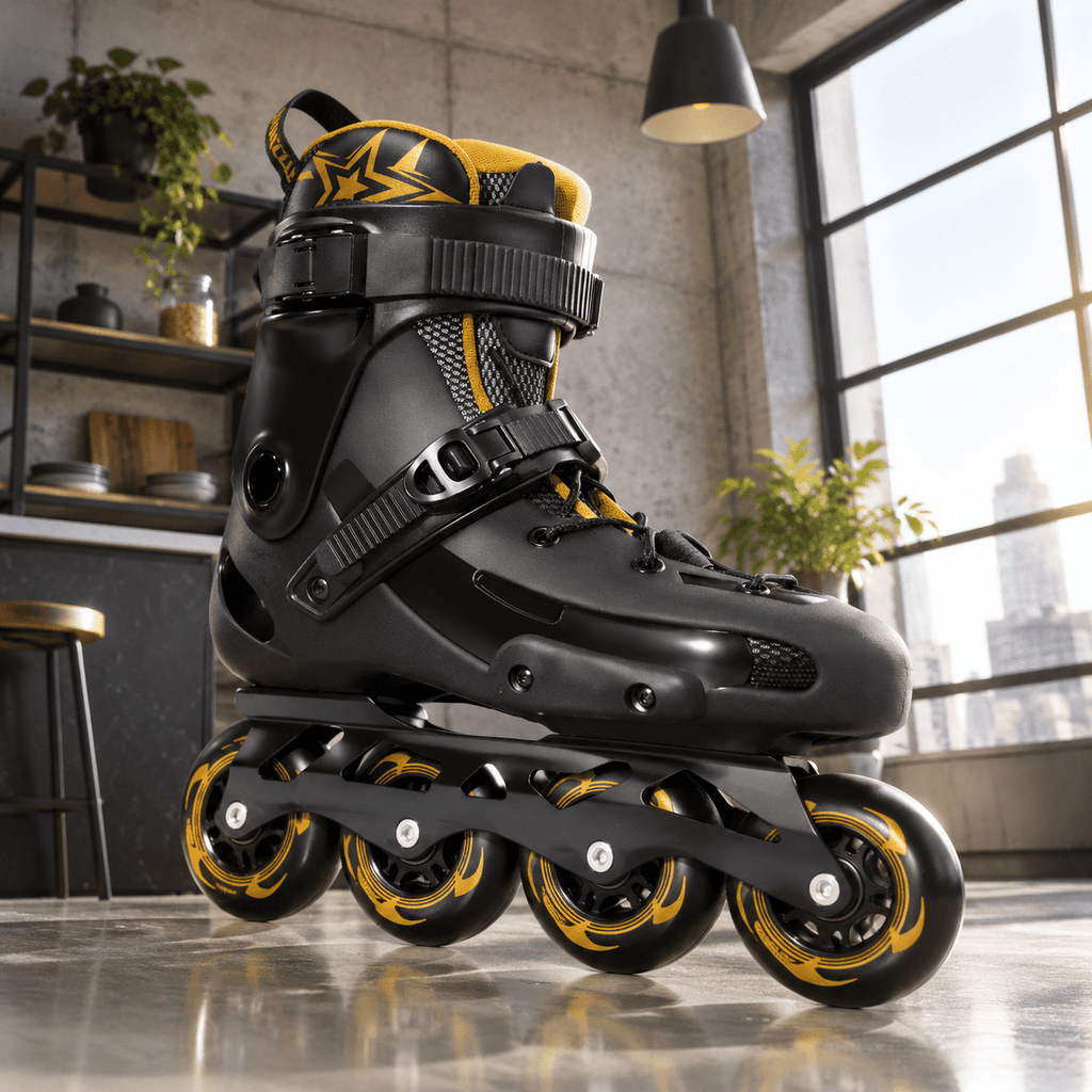 Men's Inline Skates For Urban Freeride Skating - Abec-9 Bearings High-impact Pp Shell Ankle Support All-weather Buckle
