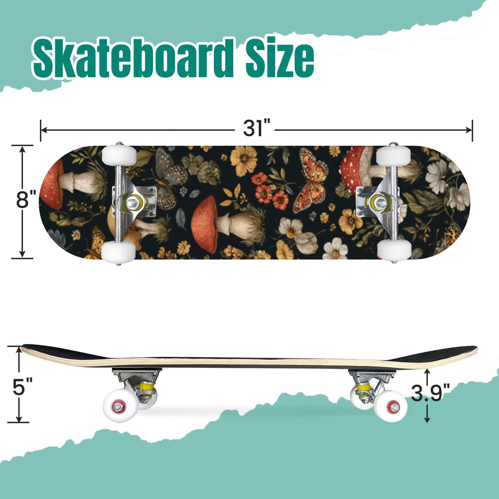 Vintage Botanical Lavender Candles Potion Bottles Green 31" x 8" Complete Skateboard, 7-Ply Canadian Maple Double Kick Trick Board for Kids and Beginners Adult Gifts