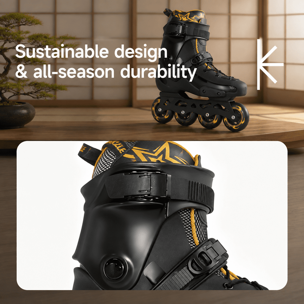 Men's Inline Skates For Urban Freeride Skating - Abec-9 Bearings High-impact Pp Shell Ankle Support All-weather Buckle