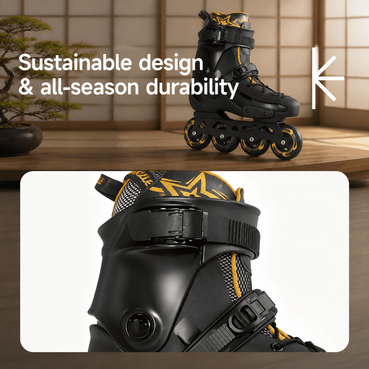 Men's Inline Skates For Urban Freeride Skating - Abec-9 Bearings High-impact Pp Shell Ankle Support All-weather Buckle