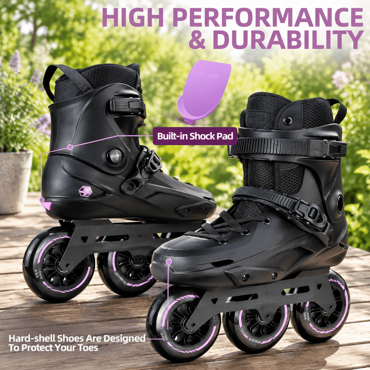 Adult Inline Skates, USM10.5-11/USL11-11.5, 3-Wheel High Performance Fitness Roller Skates for Indoor Outdoor Use