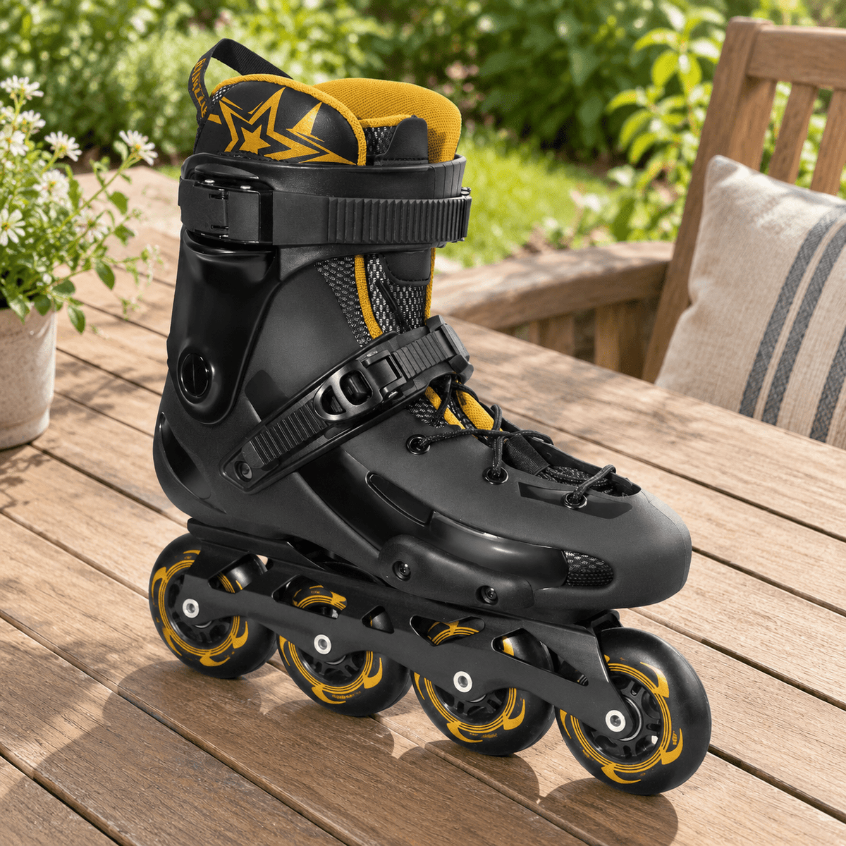 Men's Inline Skates For Urban Freeride Skating - Abec-9 Bearings High-impact Pp Shell Ankle Support All-weather Buckle