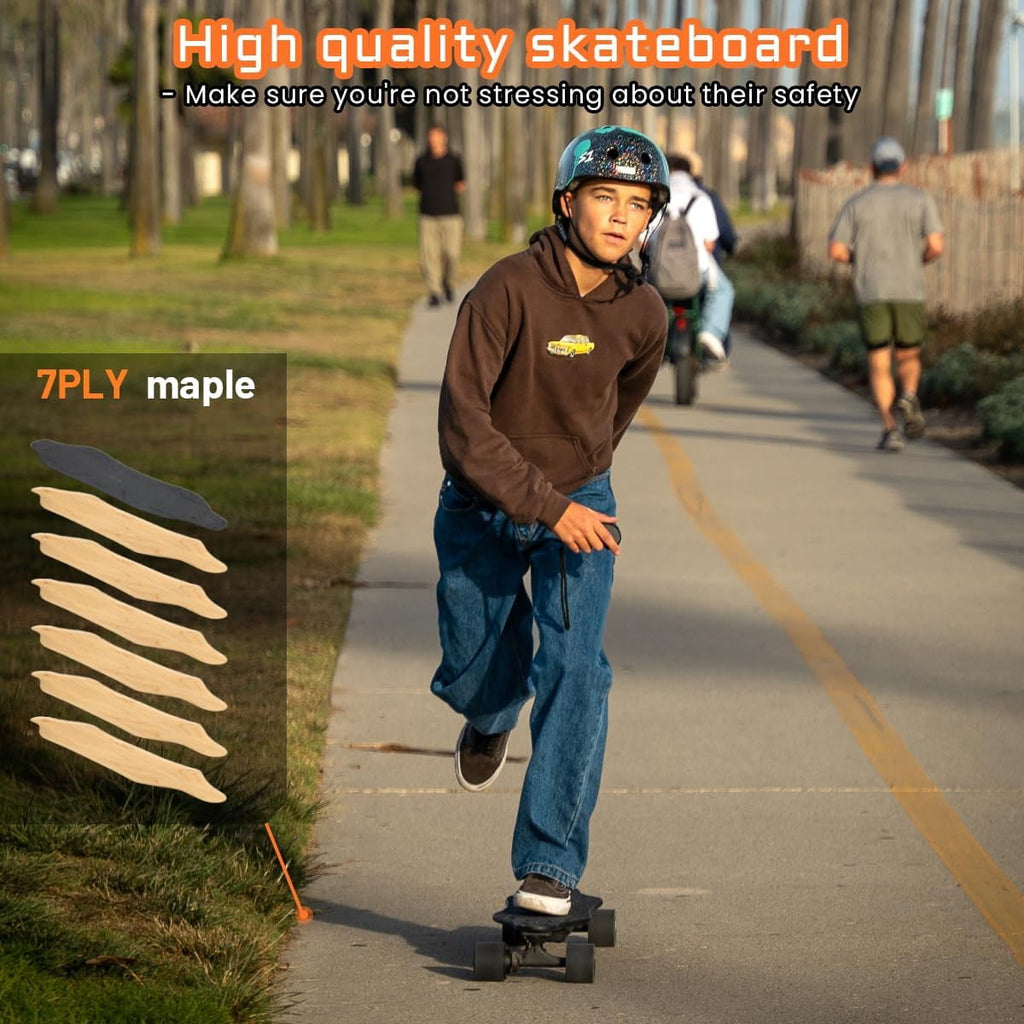 MEEPO Campus Spark 26.7" Electric Skateboard with Wireless Remote, Compact 7-Ply Maple E-Skateboard, Up to 16 MPH, 8–10 Mile Range, 4 Ride Modes, Smooth Brake, for Teen Riders & Beginners