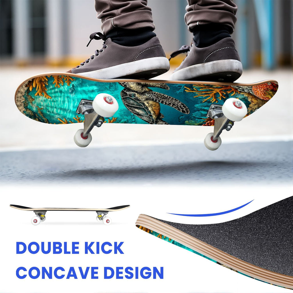 31"x8" Complete Skateboards for Beginners, Birch Trees Abstract Forest Branches Landscape Colorful Double Kick 7 Ply Canadian Maple Deck Skateboard with Wheels, Gifts for Kids Teens