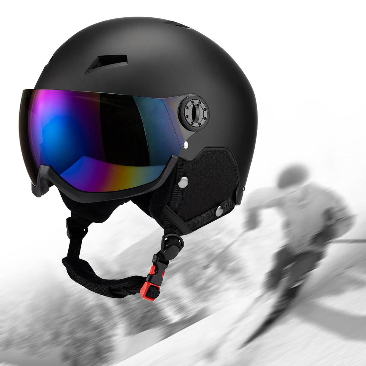 figatia Snow Sports Helmet Windproof Breathable Snowboard Helmet Protection Goggles for Adults for Skateboarding Winter Sports Black S