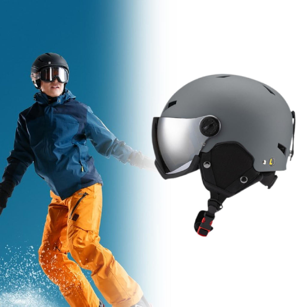 figatia Snowboard Helmet Ski Helmet with Goggles Headgear with Ski Goggles Ear Cover Warm Shockproof Windproof Snow Helmet Ski Helmet L Dark Grey