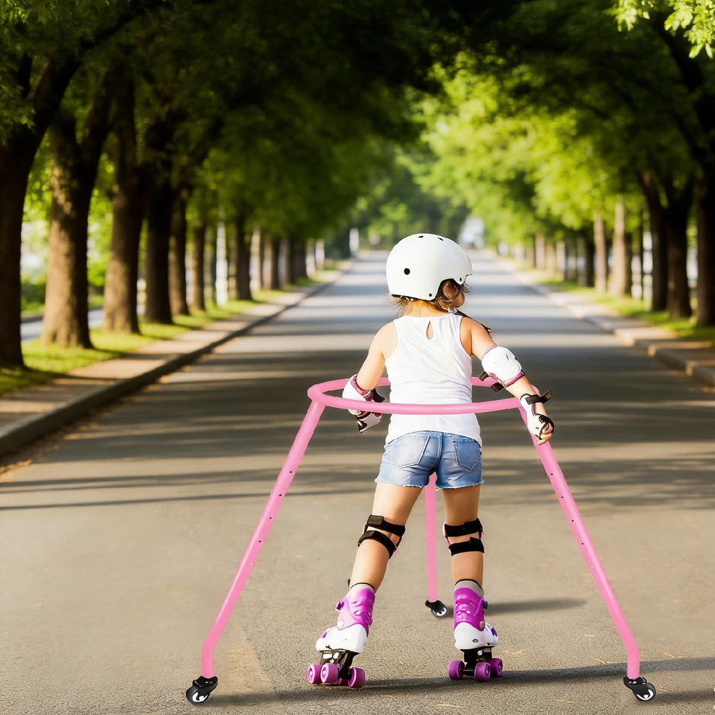 Aymzbd Adjustable Roller Skate Support for Children with A High-quality Steel Frame for Pink S