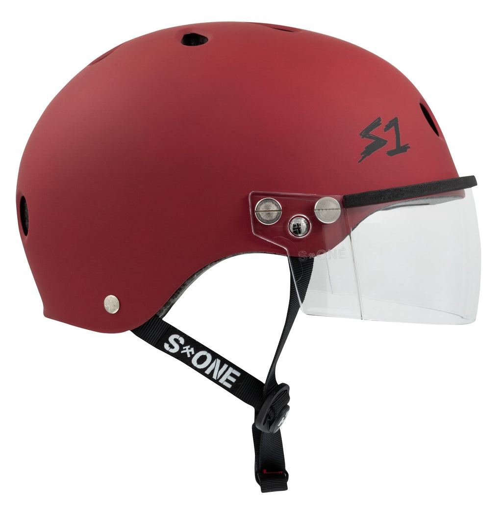 S1 Visor Lifer Helmet - Blood Red Matte w/ Clear Visor (Size X-Small (20.5"))