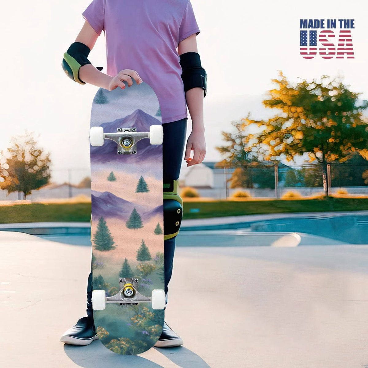 31"x8" Complete Skateboards for Beginners,Cartoon Hand Drawn Ice Cream Doodles Seamless Cones Cupcakes Double Kick 7 Ply Canadian Maple Deck Skateboard with Wheels, Gifts for Kids Teens