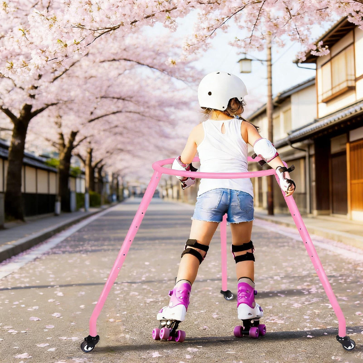 Aymzbd Adjustable Roller Skate Support for Children with A High-quality Steel Frame for Pink S