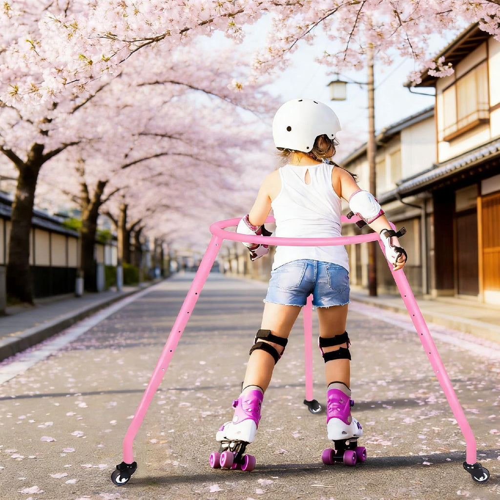harayaa Adjustable Roller Skate Support for Children with A High-quality Steel Frame for Pink S