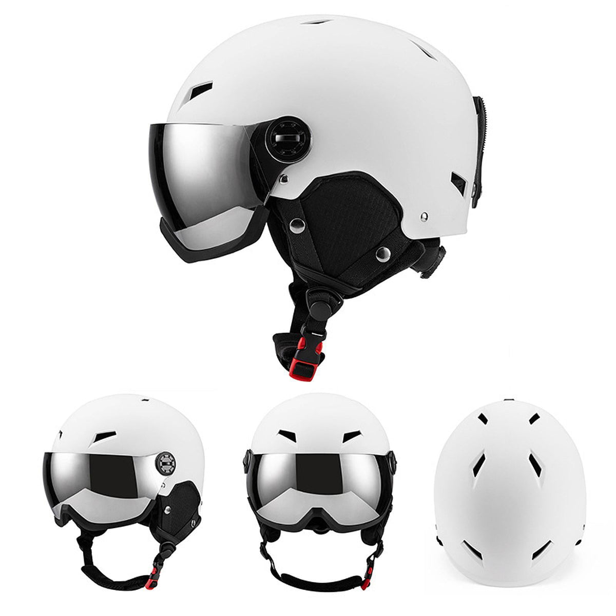 figatia Snowboard Helmet Ski Helmet with Goggles Headgear with Ski Goggles Ear Cover Warm Shockproof Windproof Snow Helmet Ski Helmet L Dark Grey