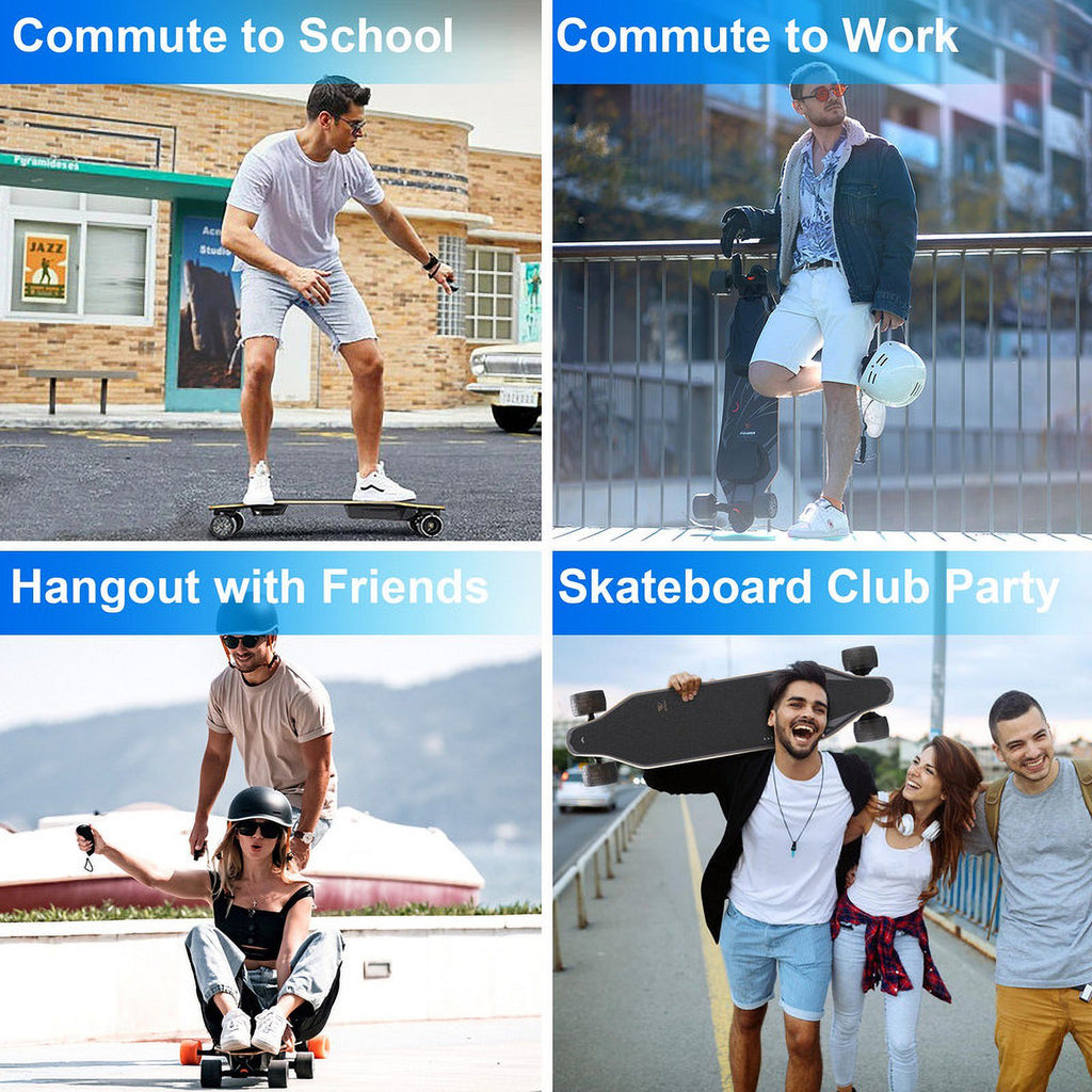 WOWGO Electric Skateboards Longboard with Top Speed 29MPH Dual 550W Motors for Adults Beginners Max Load 330LB, 105mm Honeycomb Wheels E Skate Board with 14.3Mile Long Range for Commute -2S MAX