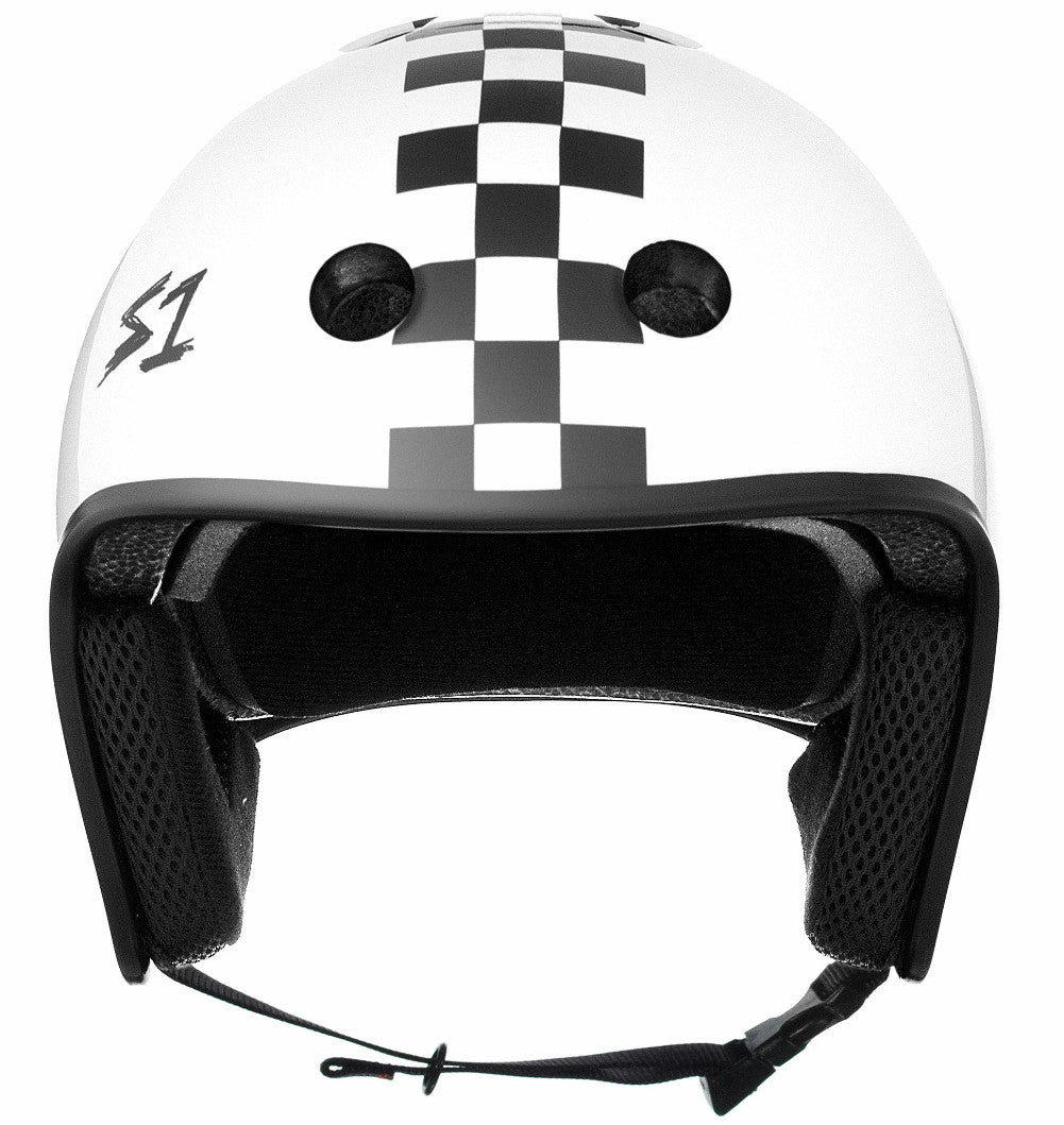 S1 Retro Lifer Helmet - White Gloss w/ Checkers