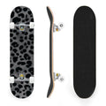 31"x8" Complete Skateboards for Beginners,Black Leopard Print Grey Double Kick 7 Ply Canadian Maple Deck Skateboard with Wheels, Gifts for Kids Teens