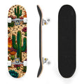 31"x8" Complete Skateboards for Beginners,Bold Stained Glass Western Double Kick 7 Ply Canadian Maple Deck Skateboard with Wheels, Gifts for Kids Teens