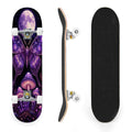 31"x8" Complete Skateboards for Beginners, Mystical Purple Butterfly Glowing Mushrooms Under Full Moon Double Kick 7 Ply Canadian Maple Deck Skateboard with Wheels, Gifts for Kids Teens