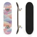 31"x8" Complete Skateboards for Beginners, Pastel Clouds Sparkles Dreamy Gradient Sky Summer Decor Double Kick 7 Ply Canadian Maple Deck Skateboard with Wheels, Gifts for Kids Teens