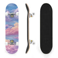 31"x8" Complete Skateboards for Beginners, Pastel Sky Fluffy Clouds Pink Purple Blue Summer Decor Double Kick 7 Ply Canadian Maple Deck Skateboard with Wheels, Gifts for Kids Teens