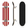 31"x8" Complete Skateboards for Beginners, Red White Vertical Striped Retro Circus Double Kick 7 Ply Canadian Maple Deck Skateboard with Wheels, Gifts for Kids Teens
