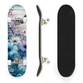 31"x8" Complete Skateboards for Beginners, Turquoise Flowers Teal Daisy Flower Butterfly Blue Romantic Double Kick 7 Ply Canadian Maple Deck Skateboard with Wheels, Gifts for Kids Teens
