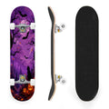31"x8" Complete Skateboards for Beginners,Halloween Forest Bats Black Cat Glowing Double Kick 7 Ply Canadian Maple Deck Skateboard with Wheels, Gifts for Kids Teens