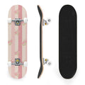 31"x8" Complete Skateboards for Beginners,Pink Cream Vertical Stripes Double Kick 7 Ply Canadian Maple Deck Skateboard with Wheels, Gifts for Kids Teens