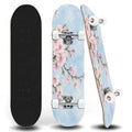 31"x8" Pink cherry blossoms Complete Skateboard for Beginners Tokyo branch flower 7 Layer Maple Deck Double Kick Kids Skateboard with 85A PU Wheels Gifts for Kids Teens