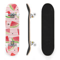 31"x8" Complete Skateboards for Beginners,Watercolor Watermelon Slices Pink Striped Double Kick 7 Ply Canadian Maple Deck Skateboard with Wheels, Gifts for Kids Teens